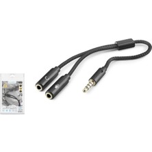 Uslucan Alışveriş 3.5mm Mikrofon ve Aux Ses Ayırıcı Adaptör Siyah HDX1083