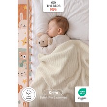 The Berb | %100 Pamuk | Örgü Desen Bebek Pike Battaniye | 100X110 | Park Yatak, Beşik, Anne Yanı, Bebek Arabası