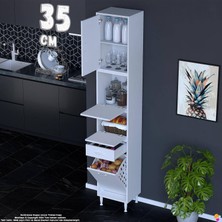 Eliusta Zümra 35 cm Beyaz Mutfak Dolabı Patates Soğan Saklama Dolabı Çok Amaçlı Kiler Banyo Dolabı 35X226X32