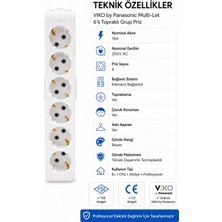 Viko Grup Priz Multi-Let 6'lı Topraklı Çocuk Korumalı Klemens Bağlantılı Askı Aparatlı Kablosuz Tse Ce Belgeli Orijinal Viko By Panasonic