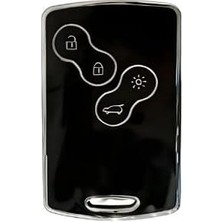 Mey İthalat Autohan Keys Renault Clio4 Megane 3 Fluence Için Akıllı Anahtarsız Çalıştırma Anahtar Kılıfı, Siyah ve Gümüş, Premium Kalite
