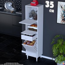 Eliusta Defne 35 cm Çok Amaçlı Mutfak, Bakliyat ve Kahve Köşesi Organizer Dolap Sepetli Dolap 35X163X32 cm