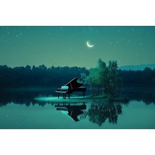 Aden Dijital Dekoratif Manzara ve Piyano Dekor Doğa Müzik Kanvas Tablo