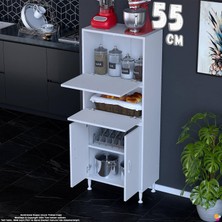 Eliusta Vento 55 cm Çok Amaçlı Mutfak Kiler Dolabı Üst Kapaklı Banyo Ayakkabılık Boy Mutfak Dolabı 55X150X32