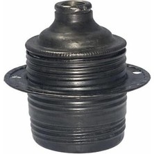 Mey İthalat E27 Metal Dişli Siyah Duy - Porselen Iç Yapılı Vintage Lamba Duyu