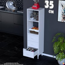 Eliusta Velar 35 cm 3 Çekmeceli Açık Raflı Mutfak Erzak Dolabı Çok Amaçlı Kiler Banyo Dolabı 35X150X32 cm