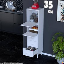 Eliusta More 35 cm Çok Amaçlı Organizer Mutfak Kiler Banyo 2 Kapaklı 3 Çekmeceli Mutfak Dolabı 35X150X32 cm