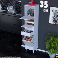 Eliusta Irmak 35 cm  Sepetli Çok Amaçlı Üst Çift Kapaklı 2 Çekmeceli Mutfak Kiler Banyo Dolabı 35X181X32 cm