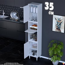 Eliusta Işıl 35 cm Kapaklı Orta Bölmeli Çok Amaçlı Mutfak Kiler Dolabı Banyo Düzenleyici 35X213X32 cm Beyaz