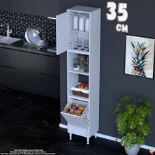 Eliusta Asel 35 cm Sepetli Çok Amaçlı Mutfak Kiler Dolabı Banyo Kirli Çamaşır Oyuncak Dolabı Beyaz 35X213X32