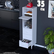 Eliusta Nola 35 cm Üstü Kapaklı 3 Çekmeceli Çok Amaçlı Mutfak Kiler Banyo Erzak Depolama Dolabı 35X150X32 cm
