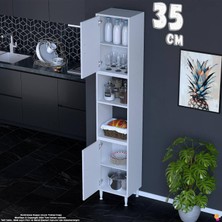 Eliusta Bade 35 cm 2 Kapaklı Açık Raflı Çok Amaçlı Mutfak Kiler Dolabı Banyo Dolabı Boy Dolabı 35X213X32 cm