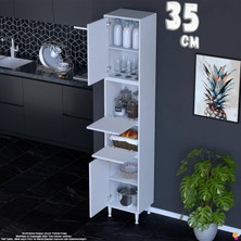 Eliusta Derin 35 cm 4 Kapaklı Çok Amaçlı Organizer Mutfak Kiler Dolabı Banyo Çocuk Odası Boy Dolabı Beyaz