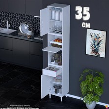 Eliusta Çağıl 35 cm Çok Amaçlı Organizer Dolap - Mutfak Kiler Banyo Antre Hobi Dolabı Beyaz 35X226X32 cm