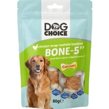 Dog Choice Kalsiyumlu Tavuk Dürüm Düğümlü Çiğ Deri Kemik Köpek Ödülü 80G