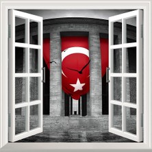 Mey İthalat Pencere Poster Duvar Kağıdı Anıtkabir Türk Bayrağı Yapışkanlı Sticker
