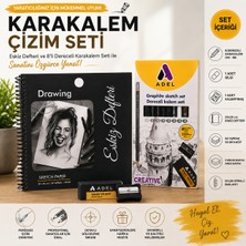 Dream Art Galery Profesyonel Karakalem Çizim Seti | 20X20 cm 50 Yaprak Eskiz Defteri + 8'li Dereceli Çizim Kalemi (Hb-8b) + Silgi + Kalemtıraş | Hobi, Güzel Sanatlar ve Başlangıç Çizimler Için