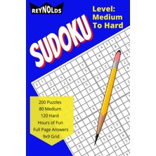 Mey İthalat Independently Published Sudoku - Medium To Hard - 200 (9x9 Grid) Puzzles With Solutions (Answers) - For Adults - 9 Inch Travel Size