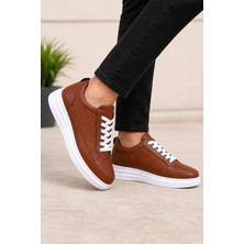 Yalçın Erkek Taba Sneaker Ayakkabı Kalın Taban Günlük Rahat Bağcıklı