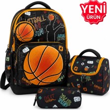 Çanta Trend 4’lü Set, Erkek Çocuk Desenli Ilkokul Okul Çantası + Beslenme Çantası + Kalemlik + Silgilik