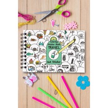 Mey İthalat Postermanya Travel Temalı Sticker Boyama KITABI,168LI Bullet Journal Sticker, Yetişkinler Için Boyama Kitabı