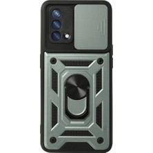 Aesco Oppo A74 4g Kılıf Pars Lens Yüzüklü Silikon - Yeşil
