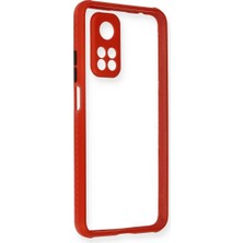 Aesco Xiaomi Mi 10T Pro Kılıf Miami Şeffaf Silikon - Kırmızı