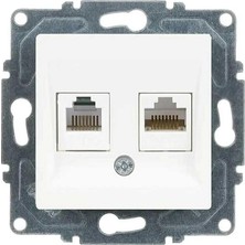Mey İthalat Eqona Radius Neoline Data + Nümeris Telefon Prizi (RJ45 Cat6 + Cat3), Beyaz (Mekanizma + Tuşkapak)