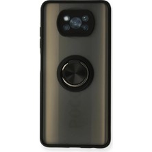 Aesco Xiaomi Pocophone X3 Kılıf Montreal Yüzüklü Silikon Kapak - Siyah