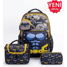 Çanta Trend 4’lü Set, Erkek Çocuk Desenli Ilkokul Okul Çantası + Beslenme Çantası + Kalemlik + Silgilik