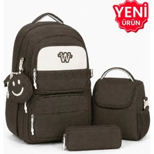 Çanta Trend 4’lü Saten Kumaş Su Geçirmez, Ilkokul Çantası Seti Beslenme Çantası Kalemlik ve Aksesuar Çantalı
