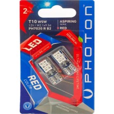Mey İthalat Photon Ampul T10 W5W 6+6 Kırmızı LED (2'li Blister) Pht PH7020 R B2