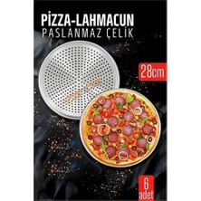 Gees Global 6 Lı  Paslanmaz Çelik Pizza-Lahmacun Tepsisi – Delikli Tasarım Ile Mükemmel Pişirme  28 cm 7