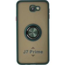 Aesco Samsung Galaxy J7 Prime Kılıf Montreal Yüzüklü Silikon Kapak - Yeşil