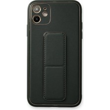 Aesco Apple iPhone 12 Kılıf Coco Deri Standlı Kapak - Füme