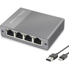 Uslucan Alışveriş Gigabit Ethernet Switch 5 Port Type C Güç Girişli Gri HDX1414