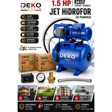 Deko Turkey 1.5 Hp Bakır Sargılı Jet Hidrofor – 24 Lt Otomatik Basınç Artırıcı Su Pompası | Villa • Bahçe • Apartman