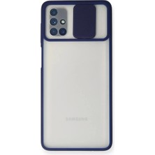 Aesco Samsung Galaxy M51 Kılıf Palm Buzlu Kamera Sürgülü Silikon - Lacivert