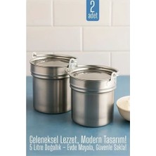 Gees Global 2 Li Yoğurt Bakracı – Paslanmaz Çelik 5 Litre |  Kapaklı, Hijyenik ve Dayanıklı