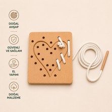 Montessori Gemisi Montessori Puzzle Ip Geçirme Seti Kalp | Ahşap Ikili Ip Geçirme Oyunu | Problem Çözme ve Ince Motor Günlük Yaşam Materyali | Ahşap Oyuncak