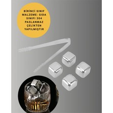 Semel Yeniden Kullanılabilir 304 Çelik Metal Buz Küpleri 4'lü Set