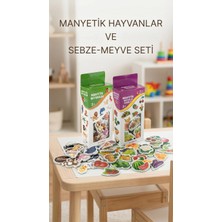 AyrStore Manyetik Oyuncak Set Hayvanlar Sebze Meyve Magnetli 56 Parça