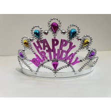 Uslucan Alışveriş Gümüş Renk Happy Birthday Yazılı Doğum Günü Tacı 60 cm