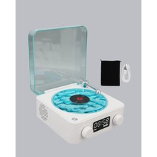 Semel 3-Ü-1 Gece Işığı Bluetooth Hoparlör Dijital Saat Vintage Plak Çalar Tasarımlı