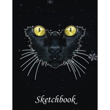 Mey İthalat Christmas Sketch Book: Black Ca Yellow Eyes Kitty Kitten Cat Face, 120 Pages Help You Design Your Ideas Size 8.5 x 11 Inches