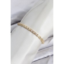 cm Model Zirkon Taşlı Vıp Seri Gold Renk Pirinç Kadın Bileklik