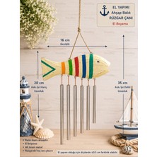 WoodBay El Yapımı Ahşap Balık Rüzgar Çanı 35 cm – Metal Çanlı Dekoratif Balkon, Bahçe ve Teras Süsü