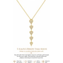 Lovecharm Gold Renk 5 Kalpli Zirkon Taşlı Sallantılı Kadın Kolyesi