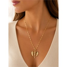 Lovecharm Melek Kanadı Figürlü Zirkon Taşlı 316L Paslanmaz Çelik Kadın Kolye