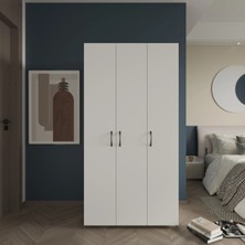 ED PET DİZAYN GLOBAL MARKETİNG Doruk 3 Kapaklı Beyaz Elbise Dolabı Çok Amaçlı Dolap 90 cm Genişlik